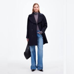 Madewell Oversized-Collar Peacoat in Insuluxe Fabric Sz MEDIUM, runs big